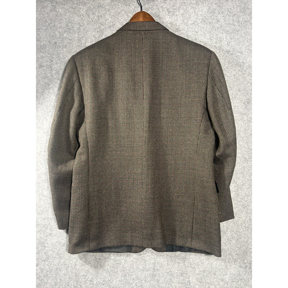 Vintage Tommy Hilfiger Union Made Canada Wool Tweed Blazer Brown Houndstooth 42R - Picture 4 of 16